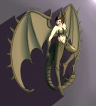 anthro breasts female hair membrane_(anatomy) membranous_wings non-mammal_breasts pale_skin sharp_teeth smile solo spiked_tail spikes spikes_(anatomy) spread_wings tail teeth wings yellow_eyes cashmere_(artist) cheshiresdesires capcom european_mythology monster_hunter mythology dragon flying_wyvern mythological_creature mythological_scalie rath_wyvern rathian scalie western_dragon wyvern 2015