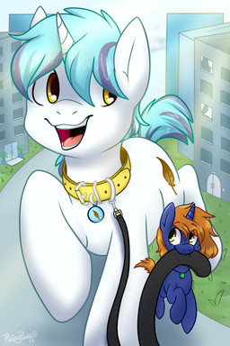 bdsm building city collar cutie_mark day detailed_background duo feral horn jewelry leash leash_in_mouth macro male master necklace object_in_mouth open_mouth outside petplay planet roleplay size_difference smaller_male smile yellow_eyes rainypaws hasbro my_little_pony mythology fan_character snap_fable star_bright equid equine horse mammal mythological_creature mythological_equine pony unicorn 2016 2:3 absurd_res digital_drawing_(artwork) digital_media_(artwork) hi_res shaded soft_shading