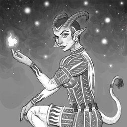 2_horns 4_fingers accessory bent_arm bent_leg black_eyebrows black_hair black_tail_tuft bottomwear breasts closed_smile clothed clothed_female clothed_humanoid clothing colored_nails crouching curved_horn ear_piercing eyebrows fangs female female_humanoid fingernails fingers fire fireball fully_clothed fully_clothed_female fully_clothed_humanoid furgonomics grey_body grey_bottomwear grey_clothing grey_fingernails grey_horn grey_nails grey_shirt grey_shorts grey_skin grey_tail grey_topwear hair hand_on_knee hand_on_leg hand_on_own_knee hand_on_own_leg horn humanoid_pointy_ears light magic_user mouth_closed nails not_furry piercing pointy_ears shaved_head shirt short_hair shorts side_view simple_background smile solo sparkles tail tail_accessory tail_tuft teeth topwear tuft white_knee_boots bingoblin mercy_the_firefly demon demon_humanoid horned_humanoid humanoid tailed_humanoid 1:1 2024 digital_drawing_(artwork) digital_media_(artwork) english_description greyscale hi_res lighting monochrome shaded