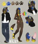 anthro grey_background male rainbow simple_background solo zamzi inazuma_okami riley_yena hyena mammal spotted_hyena digital_media_(artwork) hi_res model_sheet