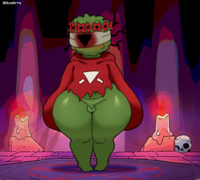6_horns anthro balls big_butt black_horn blind blindfold bone butt candle clothing disability fire flower flower_crown front_view fur genitals green_body green_fur horn huge_hips huge_thighs male micropenis multi_horn multicolored_clothing multicolored_robe occult_symbol outside penis pentagram plant red_clothing red_robe robe skull small_balls small_penis solo standing symbol text thick_thighs topwear torn_clothing two_tone_clothing two_tone_robe white_clothing white_robe white_topwear wide_hips axoarts cult_of_the_lamb massive_monster_(studio) leshy_(cult_of_the_lamb) bagworm monster 2025 artist_name digital_media_(artwork) hi_res