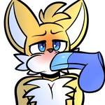 anthro bodily_fluids cheek_bulge disembodied_penis drooling duo fellatio genitals male male/male oral penile penis saliva sex shoving solo_focus taillove_(artist) sega sonic_the_hedgehog_(series) miles_prower canid canine fox mammal 1:1 hi_res