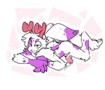 anthro antlers anus balls bedroom_eyes bodily_fluids butt dripping erection foreskin fur genital_fluids genitals half-closed_eyes horn humanoid_genitalia humanoid_penis inviting lying male multicolored_body multicolored_fur narrowed_eyes on_front pawpads penis pink_pawpads precum precum_drip precum_string presenting presenting_anus purple_body purple_fur seductive simple_background smile smirk smug smug_face solo two_tone_body two_tone_fur white_body white_fur xing1 jackalope lagomorph mammal absurd_res hi_res