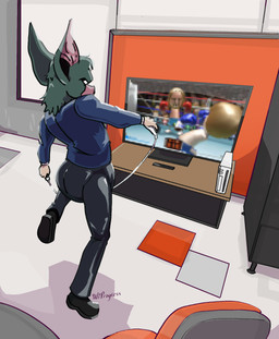 abdl big_ears bottomwear break_room clothed clothing controller diaper diaper_under_clothing electronics footwear game_console game_controller gaming living_room male nintendo_controller office pants shoes solo wearing_diaper wii_remote wiprogress dispatch nintendo nintendo_sports wii wii_sports sonar_(dispatch) bat humanoid mammal werebat werecreature absurd_res hi_res