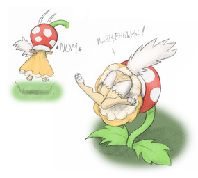 anthro butt clothed clothing dress duo feet female fur legwear oral_vore panties partially_inside plant simple_background stockings tail teeth toes underwear vore meowmere mario_bros nintendo domestic_cat elemental_creature felid feline felis flora_fauna mammal piranha_plant absurd_res hi_res