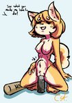 4_fingers abdominal_bulge anthro arm_tuft bangs baseball_bat bat_(object) beady_eyes black_eyes blonde_hair blunt_bangs bodily_fluids breasts crouching curved_tail dialogue dildo dildo_insertion dildo_sitting ear_tuft elbow_tuft eyebrow_through_hair eyebrows eyelashes female fingers fur genital_fluids hair hand_on_leg hand_on_thigh horny_bat leaning leaning_backward leaning_on_arm masturbation multicolored_body multicolored_ears multicolored_fur nude offscreen_character open_mouth penetration plantigrade pubes sex_toy sex_toy_insertion shadow short_hair side_bangs smile solo speech_bubble spread_legs spreading tail tail_tuft text translucent translucent_hair tuft two_tone_body two_tone_ears two_tone_face two_tone_fur two_tone_hands two_tone_tail vaginal vaginal_fluids vaginal_masturbation vaginal_penetration white_body white_eyebrows white_fur yellow_body yellow_fur chameleonark2307 no_nut_november anon butterscotch_(peargor) canid canine canis domestic_dog mammal shiba_inu spitz cel_shading english_text full-length_portrait hatching_(art) hi_res meme portrait shaded signature