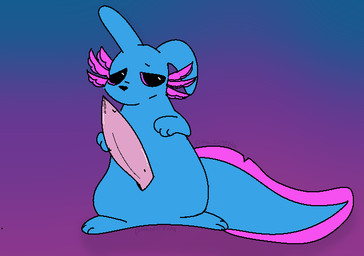 animal_genitalia blue_body blue_skin blue_tail bodily_fluids erection feral frill_(anatomy) genital_fluids genitals gills hyper male penis pink_eyes precum slit_penis solo tail tapering_penis pawzirella rain_world videocult rivulet_(rain_world) slugcat