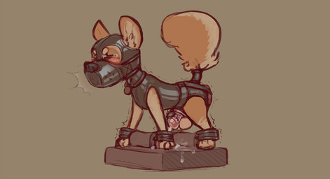 anal anal_penetration ankle_cuffs bdsm big_buttplug blush bodily_fluids bondage bound chastity_cage chastity_device cuff_(restraint) cum cum_while_chaste dildo feral feral_bondage gag gagged genital_fluids latex lock male muzzle_(object) muzzled orgasm padlock penetration restraints sex_toy shackles shaking solo strapped_in_toy submissive submissive_male tears translucent translucent_chastity_cage vibrator wrist_cuffs skidoo canid canine canis domestic_dog mammal digital_media_(artwork) hi_res