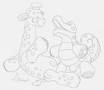 duo genitals male penis toy unusual_anatomy unusual_genitalia unusual_penis whalegourd alligator alligatorid animate_inanimate crocodilian giraffe giraffid mammal reptile scalie 2019 absurd_res black_and_white hi_res line_art monochrome