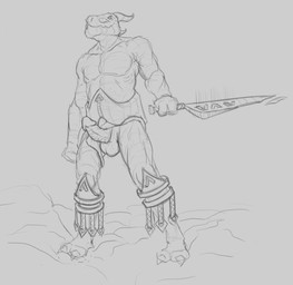 2_toes anthro balls claws clothed clothing erection feet front_view genitals holding_melee_weapon holding_object holding_sword holding_weapon horn humanoid_genitalia humanoid_penis male melee_weapon mouth_closed muscular muscular_anthro muscular_male narrowed_eyes penis simple_background solo standing sword toe_claws toes topless weapon aduran mythology dragon mythological_creature mythological_scalie scalie full-length_portrait hi_res monochrome portrait sketch