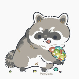 biped black_eyes black_nose chibi dot_eyes feral grey_body navel simple_background simple_eyes solo tongue tongue_out white_background white_body x_navel yencatx mammal procyonid raccoon 1:1 2021