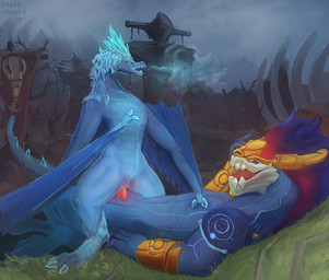 aroused dominant dominant_female female feral fur genitals male male/female penetration penis sex vaginal vaginal_penetration nikresaskela dota european_mythology league_of_legends mythology riot_games tencent valve aurelion_sol_(lol) auroth_the_winter_wyvern dragon mythological_creature mythological_scalie scalie western_dragon wyvern absurd_res hi_res