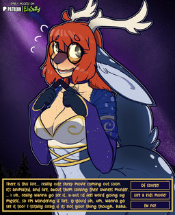 5_fingers antlers blush breasts clothed clothed_female clothed_taur clothing countershade_torso countershading eyewear female fingers front_view fur glasses hair horn navel solo spots standing tail teeth text tongue spiritelin astrid_(psychorodent) deer deer_taur mammal mammal_taur taur 2026 digital_drawing_(artwork) digital_media_(artwork) english_text hi_res
