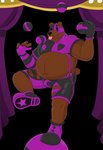 anthro ball belly belt clothed clothing clown fur hair heart_symbol juggling male muscular muscular_anthro muscular_male shapes simple_background slightly_chubby slightly_chubby_male smile solo text tongue tongue_out conditional_dnp notkastar bear mammal carnival_(disambiguation) alpha_channel hi_res