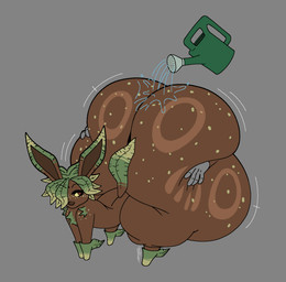 ambiguous_gender big_butt brown_body brown_eyes butt butt_expansion butt_grab chest_tuft disembodied_hand expansion feral freckled_butt freckled_face freckled_shoulders freckles hand_on_butt huge_butt huge_hips huge_thighs hyper hyper_butt leaf leaf_hair leaf_tail motion_lines plant plant_hair pseudo_hair solo tail thick_thighs tuft watering_can wide_hips daeriusus nintendo pokemon cricket_(daeriusus) eeveelution generation_4_pokemon leafeon pokemon_(species) 2025 hi_res