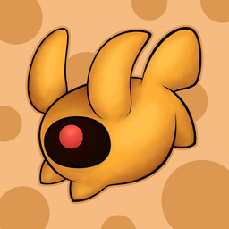 1_eye abstract_background ambiguous_gender big_eyes black_sclera brown_background featureless_feet feet feral front_view long_ears mouthless orange_body quadruped running short_legs simple_background solo tail three-quarter_view summerfruit alien absurd_res digital_drawing_(artwork) digital_media_(artwork) gimp_(artwork) hi_res