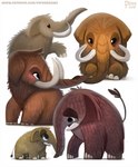 age_difference ambiguous_gender beady_eyes black_eyes blue_eyes brown_body brown_fur feral fur grey_body grey_fur group simple_background size_difference text tusks white_background piper_thibodeau elephantid mammal mammoth prehistoric_species proboscidean recently_extinct_species woolly_mammoth 2019 digital_media_(artwork) digital_painting_(artwork) url