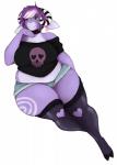 alternative_fashion anthro clothed clothing collar emo female hair horn legwear love_handles overweight overweight_anthro overweight_female smile solo thick_thighs thigh_highs cutievomit elmelie bovid caprine goat mammal hi_res