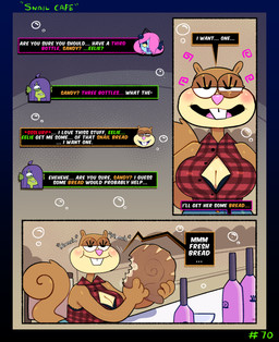 alcohol alcohol_bottle alternative_fashion anthro beverage beverage_bottle bottle bread buckteeth cafe cat_cafe cleavage_cutout clothed clothed_anthro clothed_female clothing container cup cutout drinking drinking_glass drunk ear_fins eyelashes female female/female fin food glass glass_container glass_cup goth group hair hair_over_eye lips long_hair markings mole_(marking) moody red_eyes resting_bitch_face sharp_teeth short_hair smile substance_intoxication teeth thick_lips trio underwater water somescrub nickelodeon spongebob_squarepants annie_soapsuds eelie_applebottom sandy_cheeks anglerfish aquatic eastern_grey_squirrel eel fish grey_squirrel mammal rodent sciurid tree_squirrel absurd_res hi_res