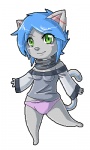 anthro blue_hair female green_eyes hair solo tail orangetavi niffy domestic_cat felid feline felis mammal 3:5 animated low_res short_playtime