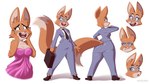 anthro breasts briefcase business_suit butt cleavage clothed clothing dress eyewear female glasses necktie open_mouth open_smile rear_view smile solo suit okasaira dreamworks the_bad_guys diane_foxington canid canine fox mammal hi_res