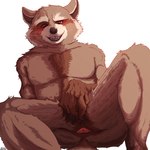 anthro anus brown_body brown_fur butt claws fangs fur looking_at_viewer male nude presenting presenting_anus presenting_hindquarters seductive simple_background solo teeth tongue tongue_out whiskers irrationalgeek guardians_of_the_galaxy marvel rocket_raccoon mammal procyonid raccoon 1:1 absurd_res hi_res