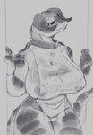 anthro apron apron_only areola areola_slip bethesda_softworks big_breasts black_sclera breasts c3ilin cleavage clothed clothing collar curvy_female curvy_figure deathclaw fallout female front_view greyscale hi_res horn huge_breasts microsoft monochrome nipples non-mammal_breasts non-mammal_nipples portrait pupils reptile scalie solo standing tail thick_thighs three-quarter_portrait voluptuous voluptuous_anthro voluptuous_female yellow_pupils