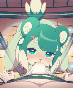 5_fingers anthro anthro_focus arm_support blush blush_lines bodily_fluids bottomwear bound bulge bulge_lick chain cheek_tuft chest_tuft clothed clothing dominant dominant_female duo extended_arm eyebrows facial_tuft female female_focus female_on_human fingernails fingers first_person_view fur green_body green_ears green_eyes green_fur green_hair green_tail hair high-angle_view human_on_anthro human_pov indoor_nudity indoor_sex inside interspecies knee_tuft kneeling kneeling_oral_position leg_tuft licking light-skinned_male light_body light_skin looking_at_bulge looking_at_viewer male male/female male_on_anthro male_pov multicolored_body multicolored_ears multicolored_fur multicolored_hair multicolored_tail nails nude nude_anthro nude_female open_mouth pink_nose pink_tongue prison_cell pupils saliva saliva_on_tongue saliva_string sitting solo_focus standing submissive submissive_male tail tail_motion teeth tentacles tongue tongue_out tuft underwear underwear_only vine_bondage vine_tentacles wariza white_clothing white_eyebrows white_hair white_inner_ear white_tail white_underwear fxx(r18) bear human mammal 2024 2d_animation 5:6 animated digital_media_(artwork) loop short_playtime