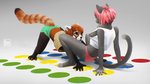 4_toes anthro areola barefoot breasts claws clothed clothing duo eye_contact feet female fur hair looking_at_another nipples spread_toes toes oini twister ailurid domestic_cat felid feline felis mammal red_panda hi_res