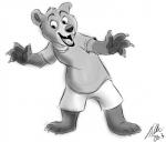 4_fingers 4_toes anthro anthrofied biped bottomwear claws clothed clothing feet fingers fully_clothed fur male open_mouth open_smile pants shirt smile solo standing toe_claws toes topwear betsythebeaver brother_bear disney koda_(brother_bear) bear brown_bear grizzly_bear mammal ursine 2013 greyscale monochrome signature sketch