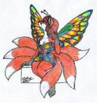 antennae_(anatomy) anthro female multi_tail rainbow solo tail unknown_artist alynna canid canine fairy fox mammal