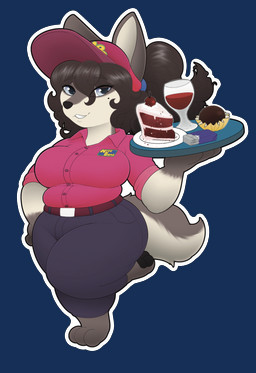 anthro big_breasts bottomwear breasts cake candy clothing denim denim_bottomwear denim_clothing dessert female food gum hat headgear headwear huge_breasts jeans multicolored_body outline pants plate simple_background slightly_chubby solo thick_thighs tight_clothing transparent_background white_outline wide_hips swatchfodder canid canine canis domestic_dog mammal alpha_channel hi_res