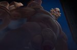 anthro balls big_balls big_penis foreskin genitals grey_body low-angle_view male metal_arm muscular muscular_male pecs penis red_eyes solo vein veiny_penis worm's-eye_view jayzac third-party_edit league_of_legends mythology riot_games tencent warwick_(lol) canid canine canis mammal mythological_canine mythological_creature werecanid werecanine werecreature werewolf wolf hi_res