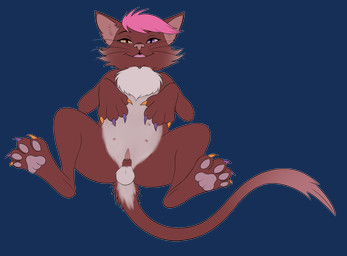 anatomically_correct anatomically_correct_genitalia aroused balls belly_nipples chest_tuft feral genitals heterochromia lying male on_back pawpads penile_spines penis presenting small_penis smile solo tuft neko_redwing sparkle_(neko_redwing) domestic_cat felid feline felis mammal absurd_res alpha_channel hi_res