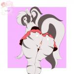 anthro anus butt clothed clothing female genitals no_underwear presenting presenting_hindquarters pussy solo upskirt huggablehusky equid equine mammal zebra 1:1 digital_media_(artwork) hi_res