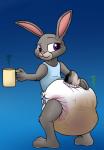 anthro clothed clothing diaper feces female pooping scatplay soiled_diaper soiling soiling_diaper solo unclean_diaper used_diaper wearing_diaper hodgepodgedl disney zootopia judy_hopps lagomorph leporid mammal rabbit hi_res