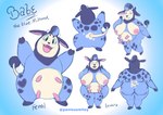 6_nipples big_breasts big_butt breasts breasts_and_teats butt female freckles inverted_nipples multi_nipple nipples overweight short_stack slightly_chubby solo teats thick_thighs udders pantsu_smiley nintendo pokemon fan_character bovid bovine generation_2_pokemon mammal miltank pokemon_(species) shiny_pokemon model_sheet