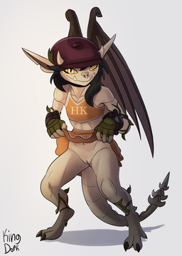 2_horns 4_fingers anthro barefoot black_hair blush bottomwear brown_wings cheerleader cheerleader_outfit claws closed_smile clothed clothed_anthro clothed_female clothing clothing_lift facial_piercing feet female female_anthro fingerless_gloves fingers furgonomic_hat furgonomic_headwear furgonomics genitals glistening glistening_eyes glistening_genitalia glistening_vulva gloves green_clothing green_gloves green_handwear hair handwear hat headgear headwear horn looking_at_viewer membrane_(anatomy) membranous_wings mouth_closed multicolored_bottomwear multicolored_clothing multicolored_shirt multicolored_skirt multicolored_topwear navel newsboy_cap no_underwear non-mammal_navel non-mammal_vulva nose_piercing nose_ring orange_bottomwear orange_clothing orange_shirt orange_skirt orange_topwear piercing pointy_ears presenting presenting_vulva prick_ears red_clothing red_hat red_headwear ring_piercing septum_piercing septum_ring shirt simple_background skirt skirt_lift smile smiling_at_viewer solo tail tan_body tan_skin tan_tail tapering_tail teeth text text_on_clothing text_on_shirt text_on_topwear toe_claws toes topwear two_tone_bottomwear two_tone_clothing two_tone_shirt two_tone_skirt two_tone_topwear vulva white_background white_bottomwear white_clothing white_shirt white_skirt white_topwear wings yellow_eyes yellow_sclera kingdorkster deadlock_(game) valve ivy_(deadlock) gargoyle 2026 absurd_res artist_name digital_media_(artwork) hi_res