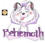 blush clothing fur hair hoodie horn male purple_hair tongue topwear white_body white_fur exe_exem lifewonders tokyo_afterschool_summoners behemoth_(tas) dopey monster 2019 digital_media_(artwork)