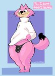 anthro big_butt biped black_clothing black_eyes black_nose black_tail black_thong black_underwear bulge butt clothed clothing clothing_lift detailed_bulge digitigrade feet fur hindpaw male male_anthro multicolored_body multicolored_fur paws pink_body pink_ears pink_fur pink_tail solo standing sweater sweater_lift tail tan_body tan_fur text text_box thick_thighs thong topwear two_tone_body two_tone_fur two_tone_tail underwear whiskers white_clothing white_sweater white_topwear sushiamazing hanna-barbera top_cat_(series) choo-choo_(top_cat) domestic_cat felid feline felis mammal 2024 digital_media_(artwork) english_text