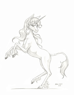1_horn action_pose cloven_hooves female female_feral feral hair hooves horn pose quadruped solo tail tail_tuft tuft unicorn_horn baron_engel mythology the_last_unicorn amalthea_(tlu) equid equine mammal mythological_creature mythological_equine unicorn 2026 greyscale hi_res monochrome