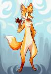 anthro digitigrade looking_at_viewer male nude open_mouth solo geckozen kitt_miller canid canine fox mammal hi_res