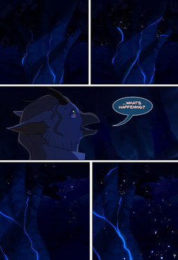 anthro beak clothed clothing dialogue female hair horn night open_mouth outside standing text skaydie petra_(rogue-numbers) avian felid feline hybrid mammal 2017 comic digital_media_(artwork) english_text hi_res source_request unavailable_at_source