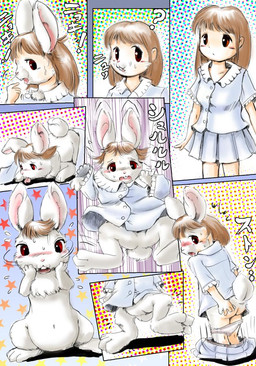 butt clothing dotted_background female feral growth halftone_background human_to_anthro panties pattern_background question_mark red_eyes scut_tail short_tail shrinking simple_background size_transformation solo species_transformation tail tail_growth transformation underwear white_clothing white_underwear edmol human lagomorph leporid mammal rabbit comic digital_media_(artwork) halftone