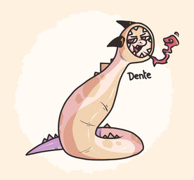black_horn breath_powers elemental_manipulation female feral fire fire_breathing fire_manipulation horn pink_eyes pink_tail simple_background solo tail tan_body ponporio last_love would_you_still_love_me_if_i_was_a_worm_(meme) dente_humilde annelid hybrid kobold leech scalie worm 2025 shaded simple_shading