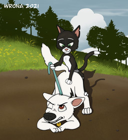 anal anal_penetration black_body black_fur dildo dominant dominant_female duo female female_penetrating female_penetrating_male feral feral_on_feral fur harness interspecies leash leash_pull male male/female male_penetrated object_in_ass pegging penetration pink_nose sex sex_toy sex_toy_in_ass sex_toy_insertion strapon strapon_in_ass strapon_sex submissive submissive_male toying_partner white_body white_fur wroniasty bolt_(film) disney bolt_(bolt) mittens_(bolt) canid canine canis domestic_cat domestic_dog felid feline felis german_shepherd herding_dog mammal pastoral_dog hi_res