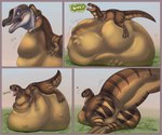 2_fingers 3_toes abdominal_bulge almost_fully_inside ambiguous/ambiguous ambiguous_gender ambiguous_pred ambiguous_prey base_two_layout belly belly_on_ground belly_rolls big_belly big_butt big_tail biped black_eyes blorp bodily_fluids bodily_noises brown_body brown_scales burping butt churn claws death different_sound_effects digestion digestion_noises dominant dominant_ambiguous drooling duo extended_sound_effect eyes_closed fangs fat_rolls featureless_crotch feet feral feral_pred feral_prey finger_claws fingers forced four_frame_image fully_inside gaping_mouth glurk grass grey_claws hand_on_belly heart_reaction heart_symbol holding_belly horizontal_staggering huge_belly huge_butt huge_hips huge_thighs hyper hyper_abdominal_bulge hyper_belly looking_back looking_pleasured lying motion_lines neck_bulge neck_rolls obese obese_ambiguous obese_feral on_front onomatopoeia open_mouth open_smile oral_vore outside overweight overweight_ambiguous overweight_feral partially_inside pink_tongue plant rear_view red_heart rumbling_stomach saliva scales sharp_teeth simple_background slosh sloshing_belly smaller_pred smile soft_vore sound_effect_variant sound_effects staggering_(layout) stretched_mouth struggling surprise suspended_by_belly suspension swallowing swallowing_sound_effect tail teeth text thick_thighs toe_claws toes tongue tongue_out two_row_layout unwilling_prey vore vowelless vowelless_sound_effect weight_gain wide_hips yellow_body yellow_scales yellow_sclera avezola akicita dinosaur prehistoric_species reptile scalie spinosaurid spinosaurus theropod tyrannosaurid tyrannosauroid tyrannosaurus tyrannosaurus_rex 2020 comic digital_media_(artwork) shaded signature female_(lore)