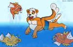 female male sea splash swimming underwater water bukinsfw nintendo pokemon amur_carp bear carp cyprinid cypriniform fish generation_1_pokemon giant_panda hybrid koi magikarp mammal marine monster pokemon_(species) typical_carp absurd_res hi_res