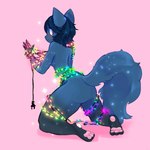 anthro bdsm blue_body bondage bound butt christmas_decorations christmas_lights gynomorph heart_eyes heart_symbol intersex kneeling pawpads red_eyes solo string_light_bondage string_lights tail leonovastudios acey_(acey4894) canid canine fox mammal 1:1 absurd_res hi_res