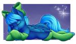 female fur hair sleeping smile solo wings dunnowhattowrite hasbro my_little_pony mythology fan_character equid equine mammal mythological_creature mythological_equine pegasus 2017 digital_media_(artwork)